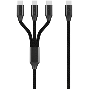 Volkano Weave Series 100w 3-in-1 Charge Cable (3 x Type C) - Black