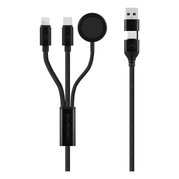 Volkano Weave Series 100W Braided 5-in-1 Charge and Data Cable 1m - Black