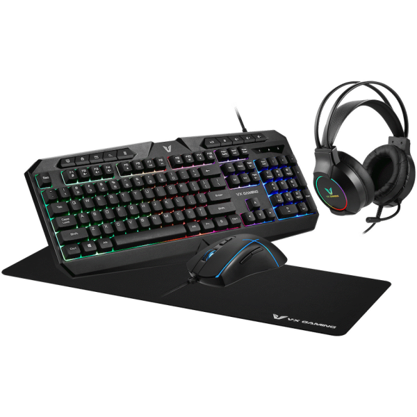 VX Gaming Heracles Series 4-in-1 Combo KB, Mouse, Mousepad, Headset