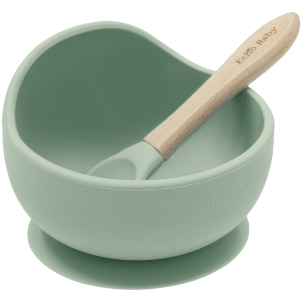 Echo Baby Silicone Suction Bowl and Spoon Set - Sage