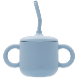 Echo Baby Silicone Training Cup with Straw - Powder Blue