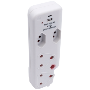 Ellies  4 Way Medium Surge adaptor with type C + USB