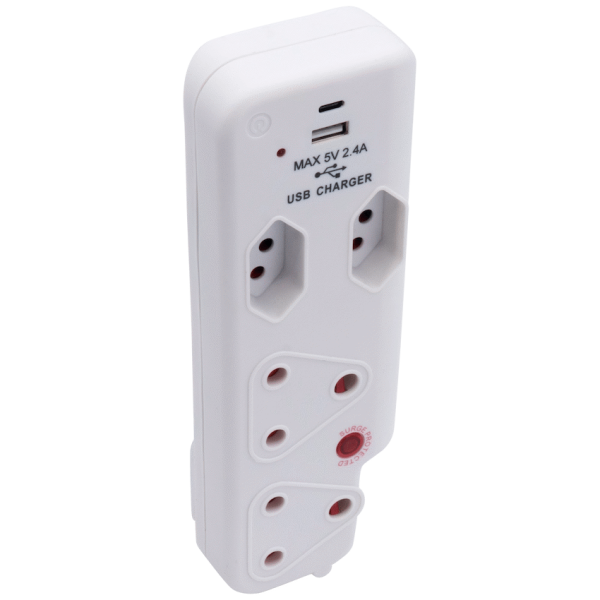 Ellies  4 Way Surge adaptor with type C + USB - WT