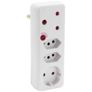 Ellies 4-Way Medium Surge Adaptor with Schuko - White