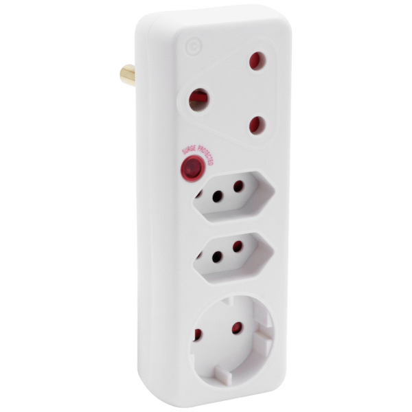 Ellies 4-Way Medium Surge Adaptor with Schuko - White