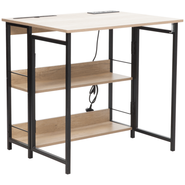 Everfurn Viron Folding Desk with 2-Prong Plugs and USB