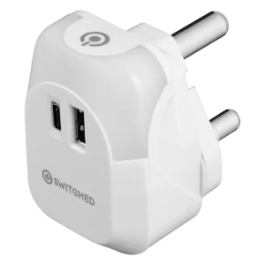Switched Halo Fast Charge Power Adaptor, USB and Type-C Ports, Output 20w - Soft Touch Night Light