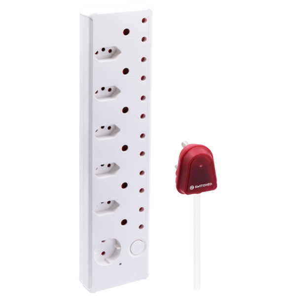 Switched 12-Way High Surge Multiplug 0.5m - White