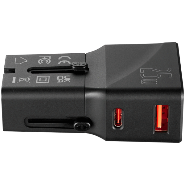 Volkano Globetrotter Series 25w Dual USB + Type-C Mini Travel Adaptor