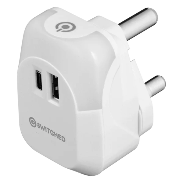 Switched Halo Fast Charge Power Adaptor, USB and Type-C Ports, Output 20w - Soft Touch Night Light