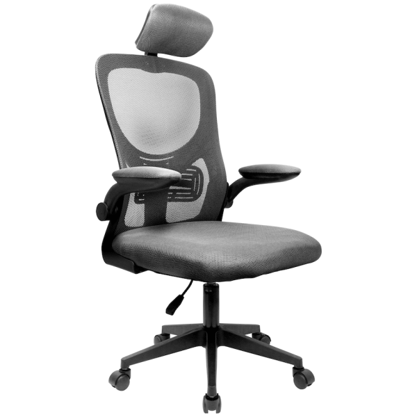 Everfurn Kira High Back Office Chair with Headrest - Grey with Black Frame
