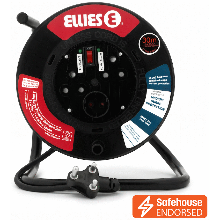 Ellies Heavy Duty Surge Extension Reel-30M-BK