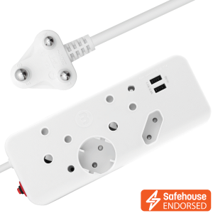 Ellies 4-Way Multiplug - 2 x USB 2.4a - 0.4m
