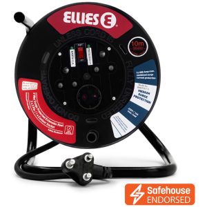 Ellies Heavy Duty Surge Protected Extension Reel 10m - BK