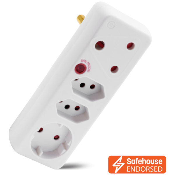 Ellies 4-Way Surge Adaptor with Schuko - WT