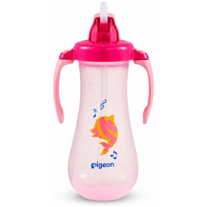 Pigeon Tall Straw Bottle - Pink