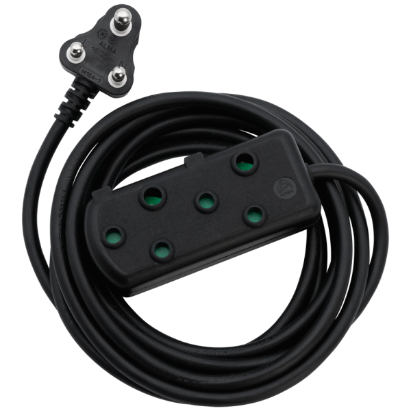 Switched Light Duty Side by Side (SBS) Extension Leads 5m - BK