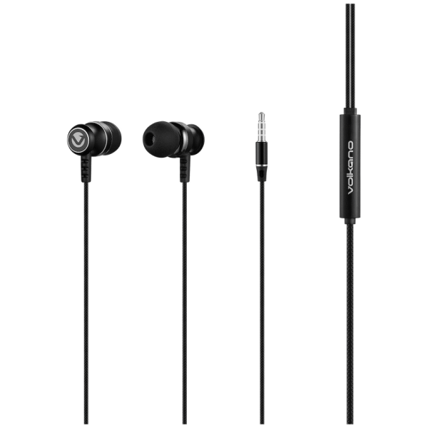 Volkano Earphones with Mic - STANNIC SERIES - Black