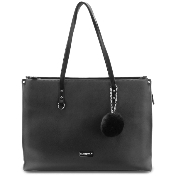 Supanova Pompom Ladies Laptop Bag - Black
