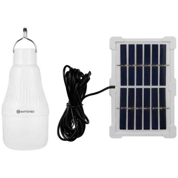 Switched Solar-Powered LED Light Bulb, Solar Panel Included