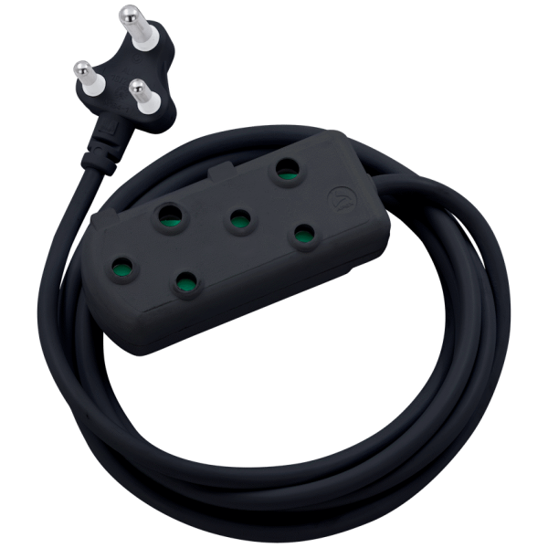 Switched Heavy Duty Side by Side (SBS) Extension Leads 5m - BK