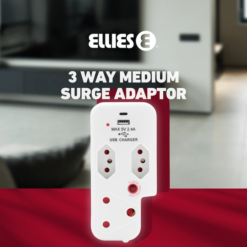 Ellies 3 Way Surge Adaptor with Type C + USB - WT - Image 10