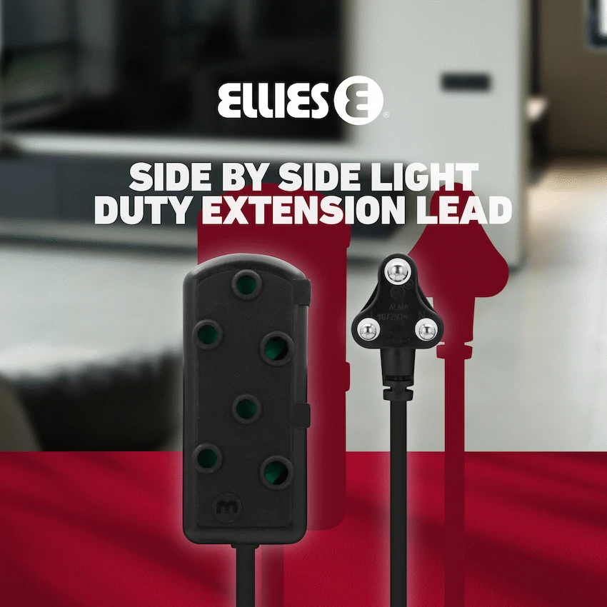 Ellies Side-by-Side Light-Duty Extension Lead - 3m - Black - Image 10