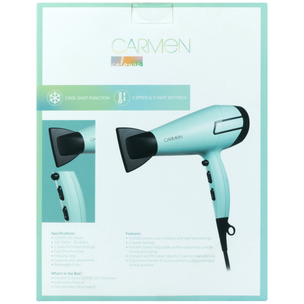 Carmen Colours 2200w DC Hairdryer
