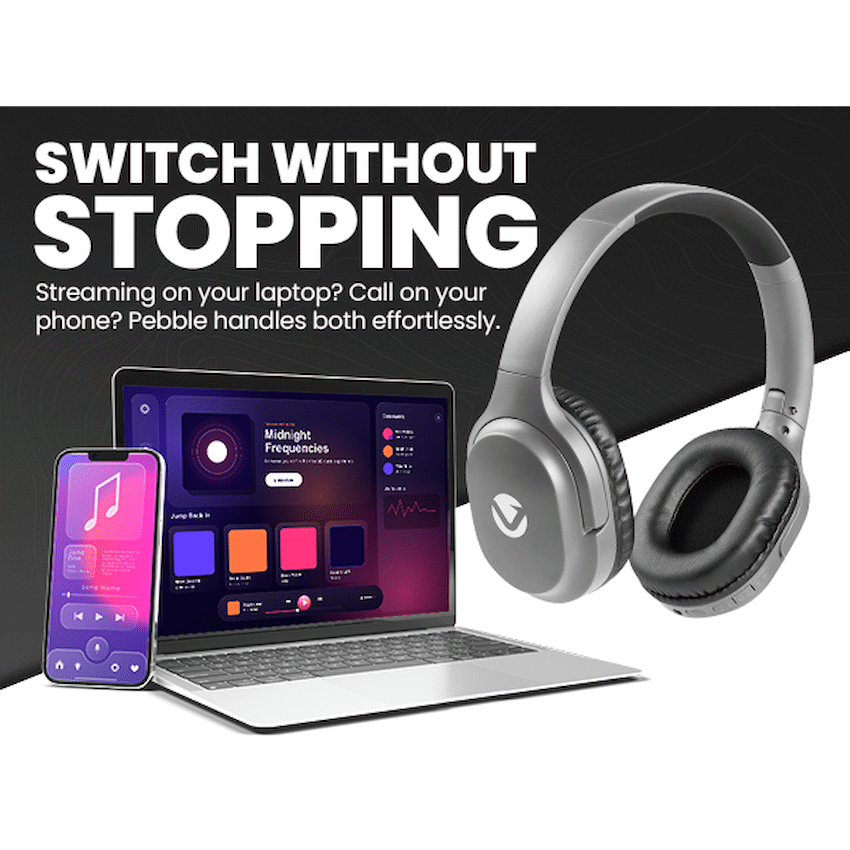 Volkano Pebble Series Bluetooth Headphones - Dark Grey - Image 10