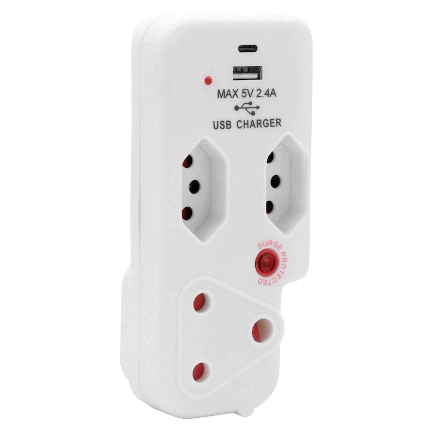 Ellies 3 Way Surge Adaptor with Type C + USB - WT - Image 11