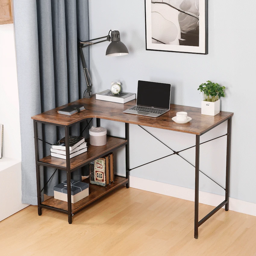 Everfurn Anthony L-Shaped Corner Work Desk - Steel Frame - Image 12