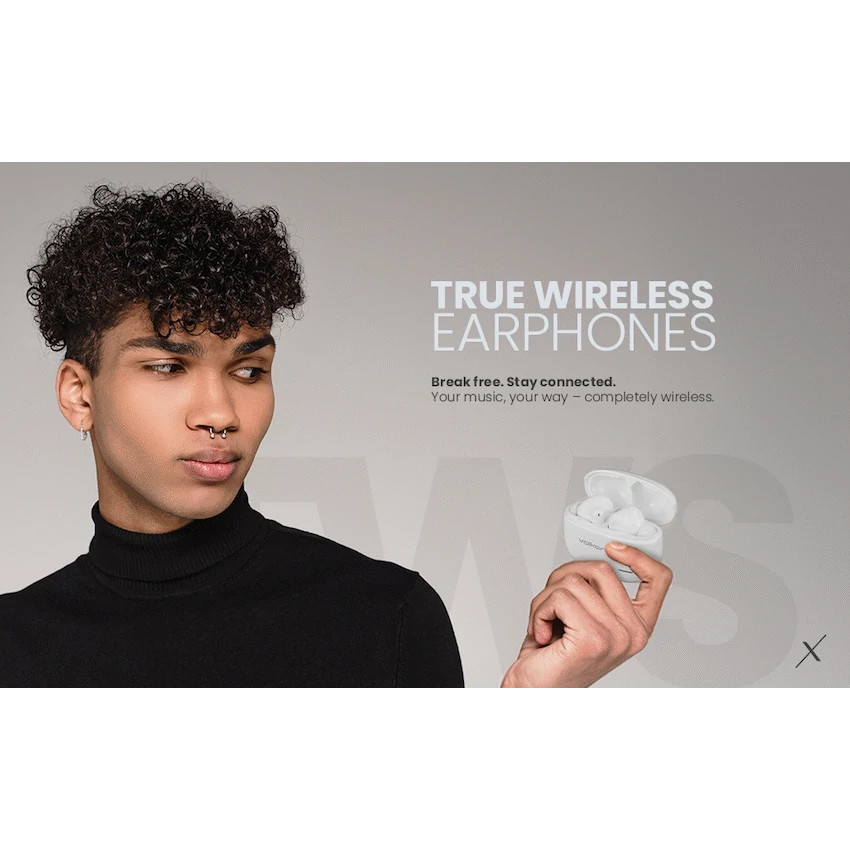 VolkanoX VXT200S Hybrid ANC TWS Earphones - White - Image 12