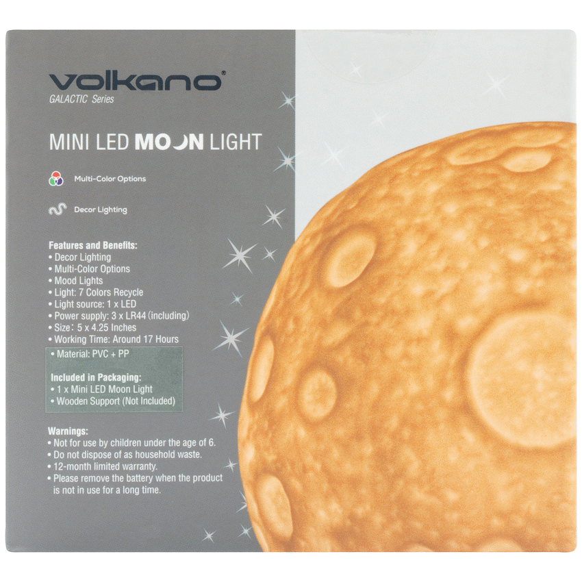 Volkano Galactic Mini Moon LED Mood Light - Battery Operated - Image 13