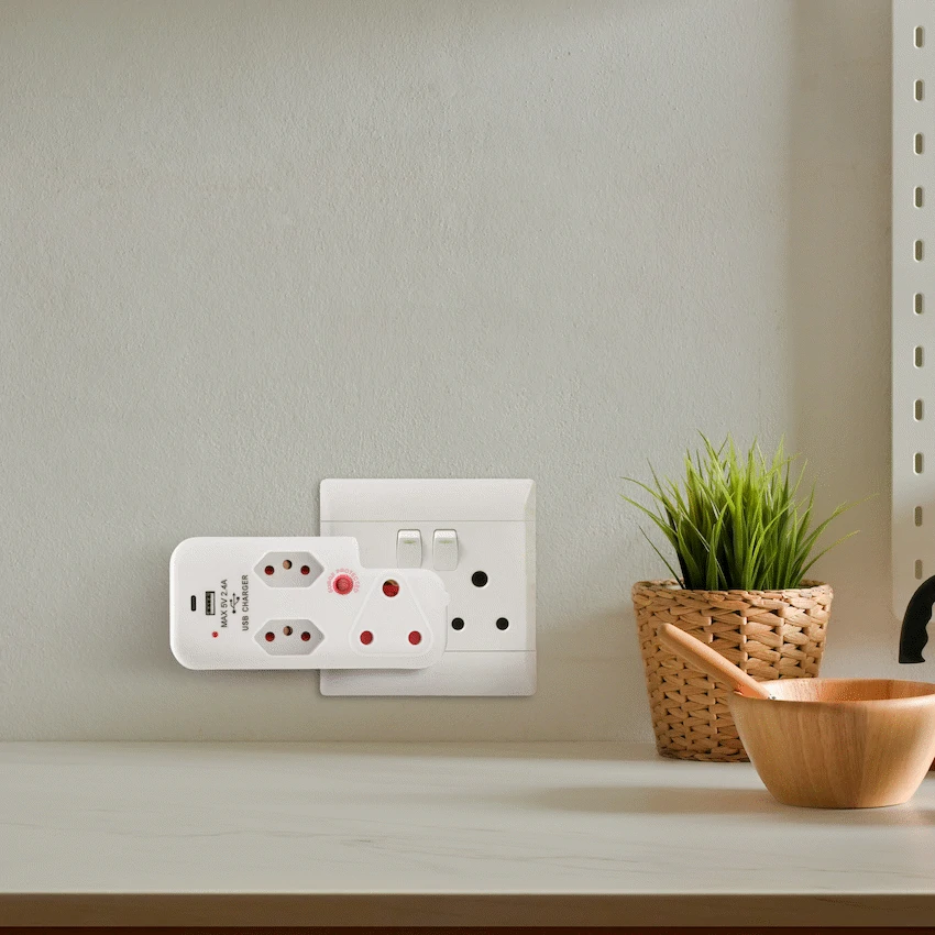 Ellies 3 Way Surge Adaptor with Type C + USB - WT - Image 14
