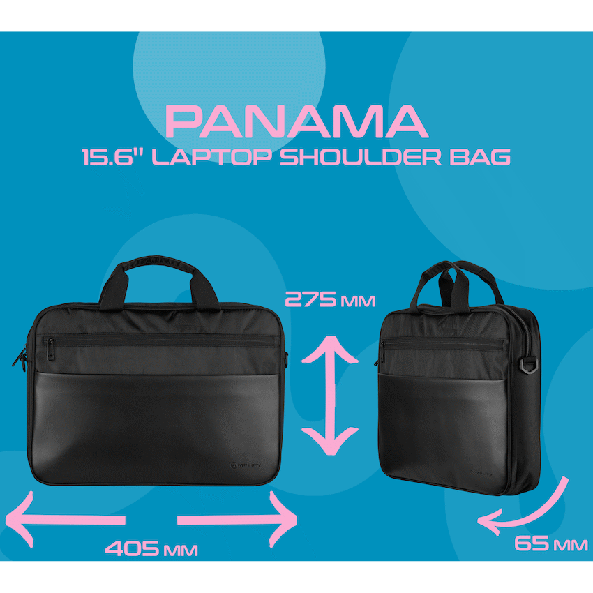 Amplify Panama 15.6" Laptop Shoulder Bag - Black - Image 14