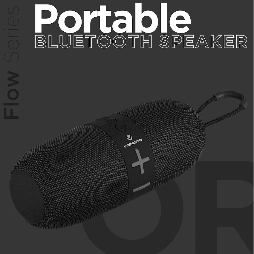 Volkano Flow Series Portable Bluetooth Speaker - Black with Grey Buttons - Image 17
