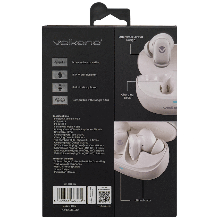 Volkano Sugar-Cube Active Noise-Cancelling True Wireless Earphones - Nude - Image 17
