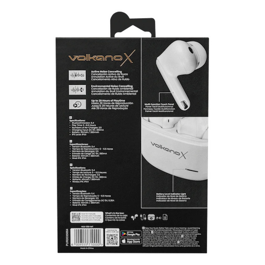 VolkanoX VXT200S Hybrid ANC TWS Earphones - White - Image 17