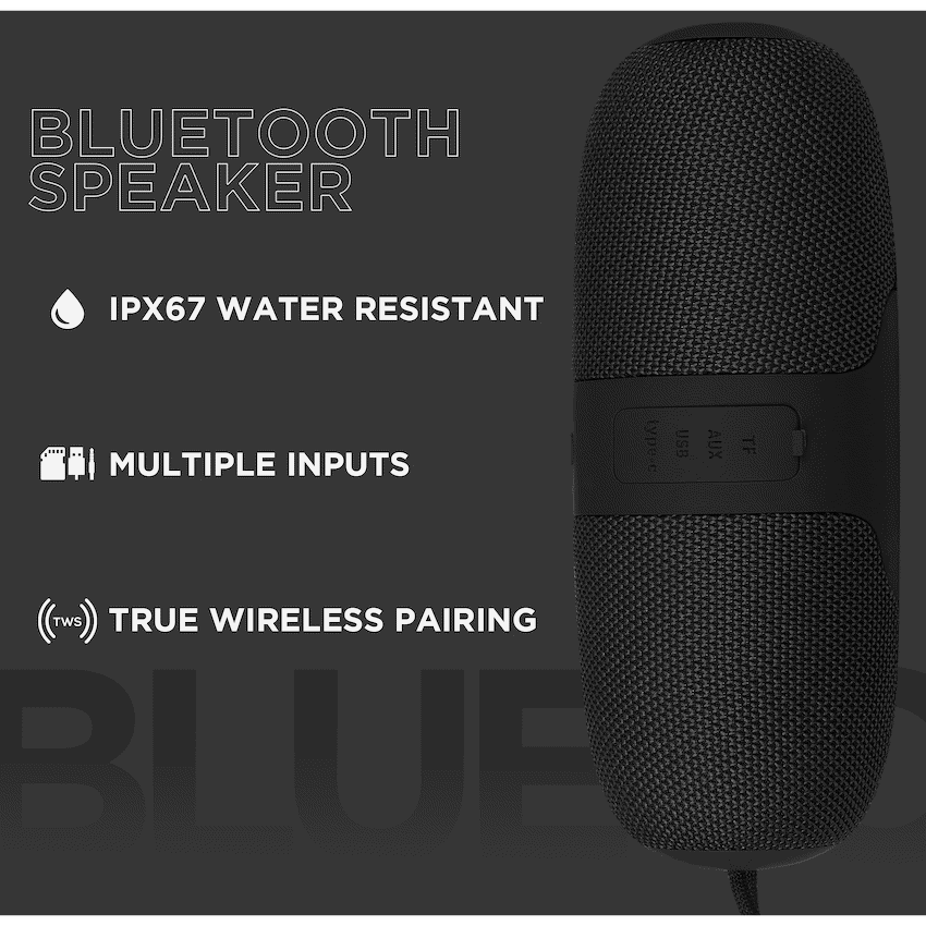 Volkano Flow Series Portable Bluetooth Speaker - Black with Grey Buttons - Image 18