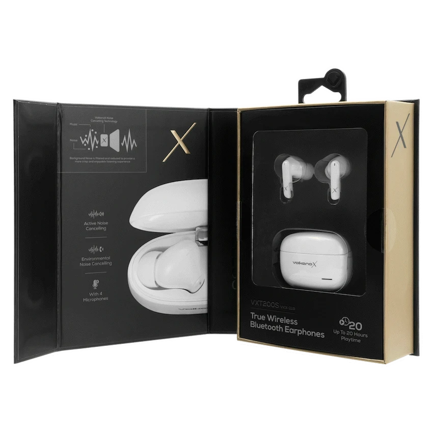 VolkanoX VXT200S Hybrid ANC TWS Earphones - White - Image 19