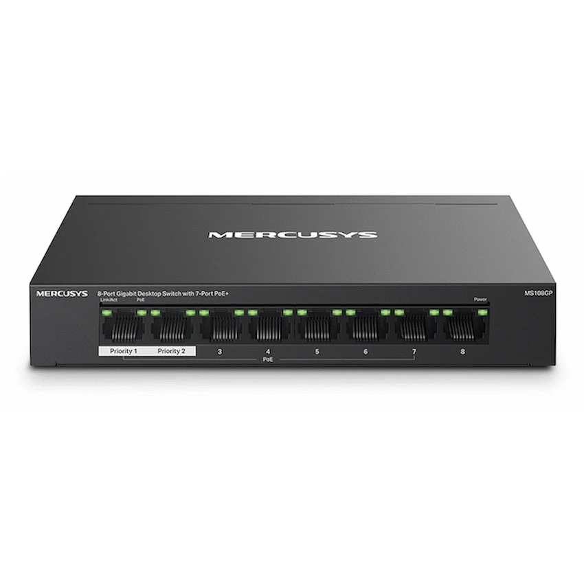 TP-Link Mercusys MS108GP 8-Port Gigabit Desktop Switch with 7-Port PoE+ - Image 2