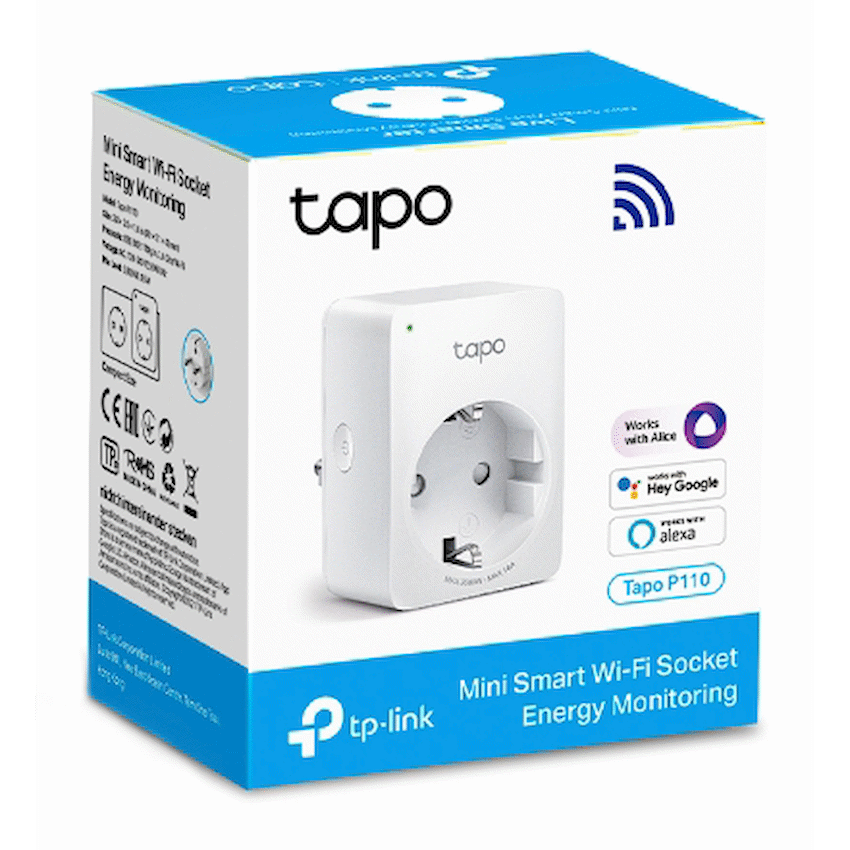 TP-Link Tapo P110 13A 2 Pin Shuco Smart Wi-Fi Plug, Power Monitoring - Image 2