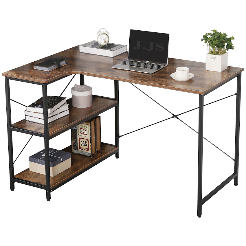 Everfurn Anthony L-Shaped Corner Work Desk - Steel Frame - Image 2