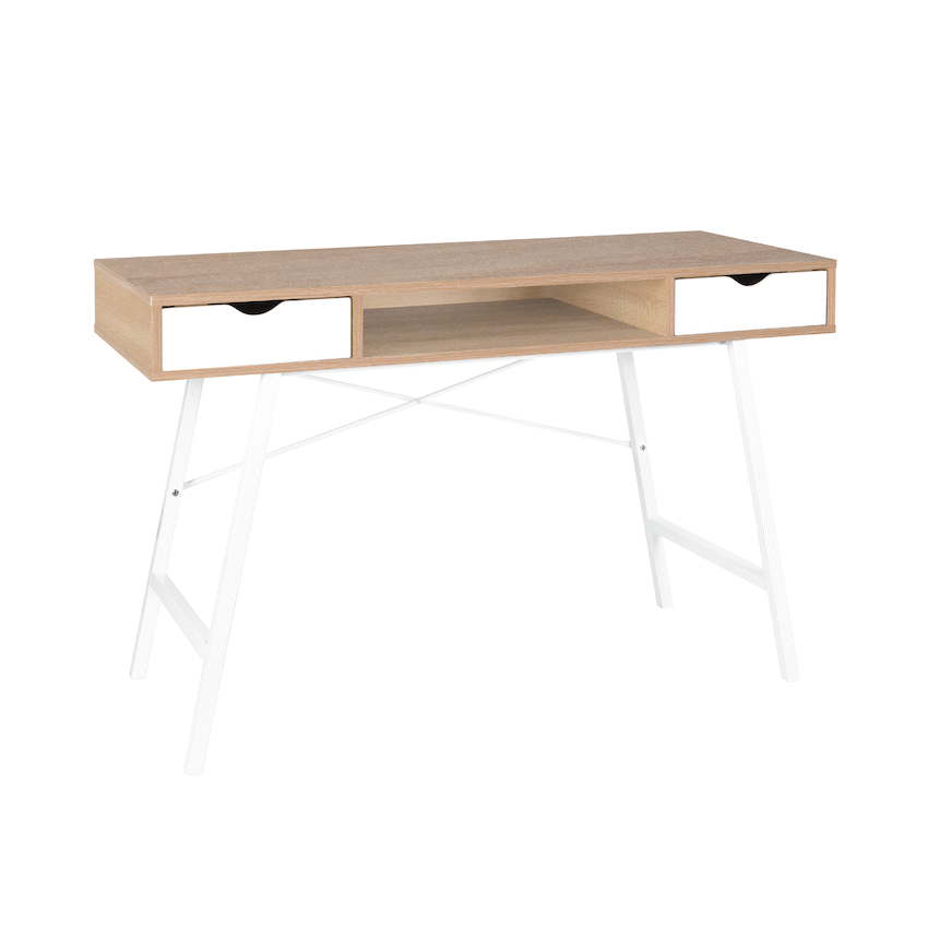 Everfurn Rain Work Desk - Study Desk with Two Drawers, Steel Frame, Adjustable Feet - Image 2