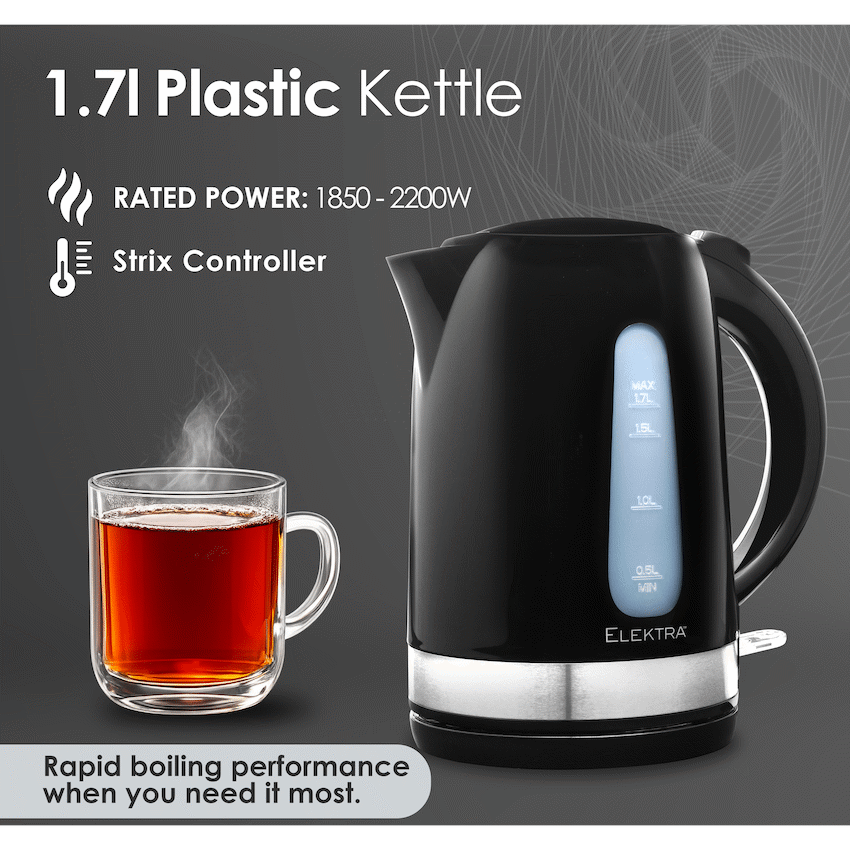 Elektra - 1.7l Plastic Kettle - Black - Image 2