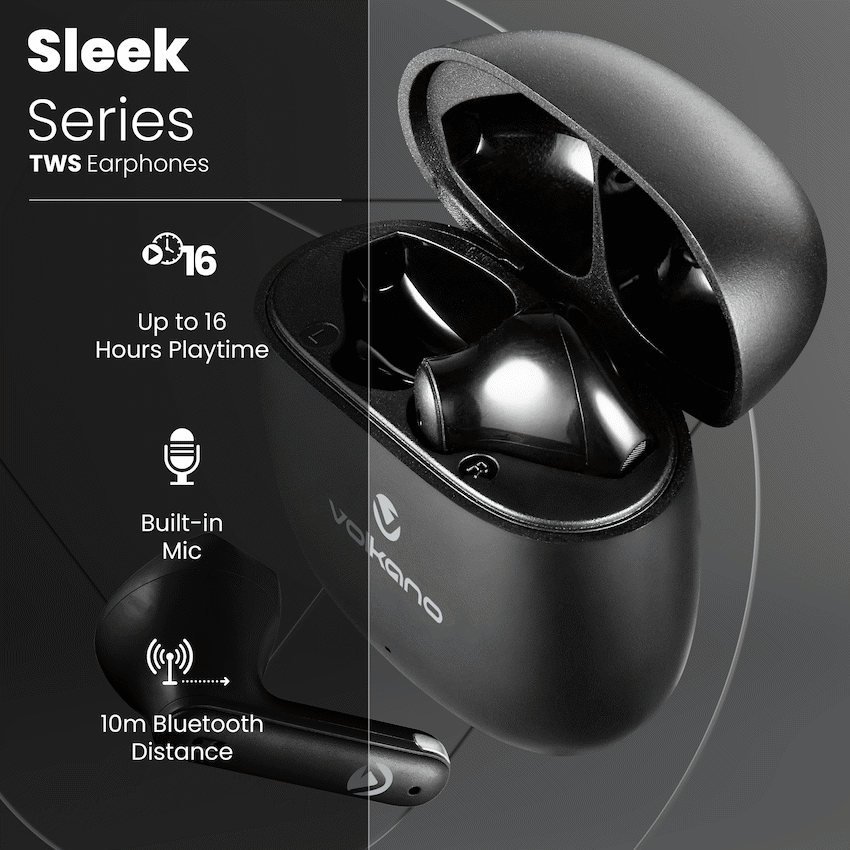 Volkano Sleek Series TWS Earphones - Black - Image 2