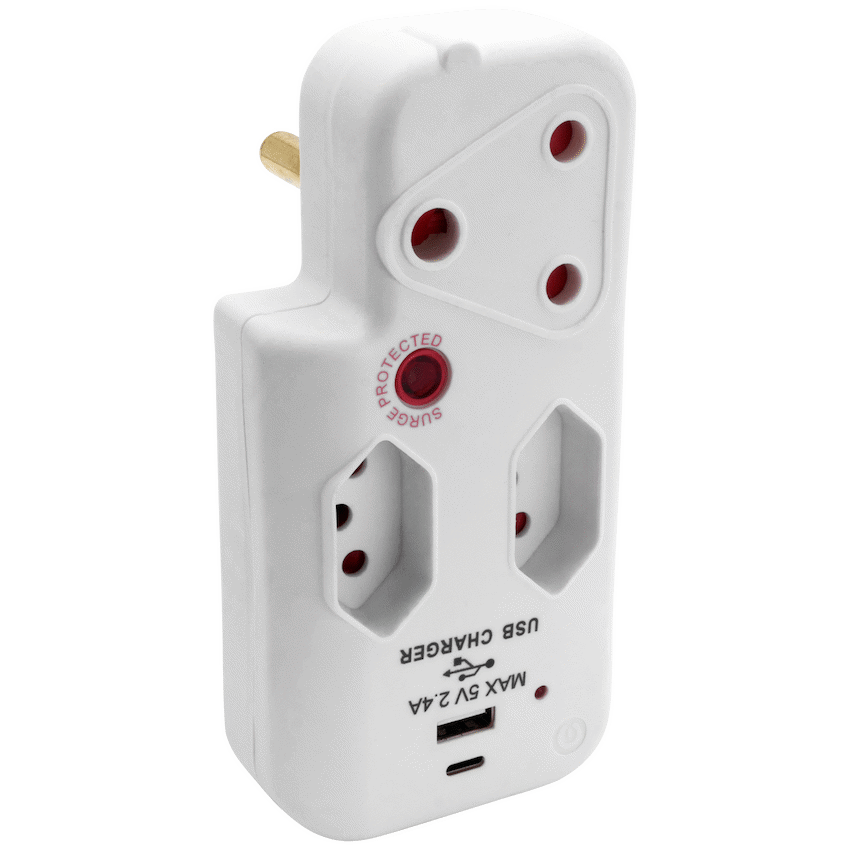 Ellies 3 Way Surge Adaptor with Type C + USB - WT - Image 2