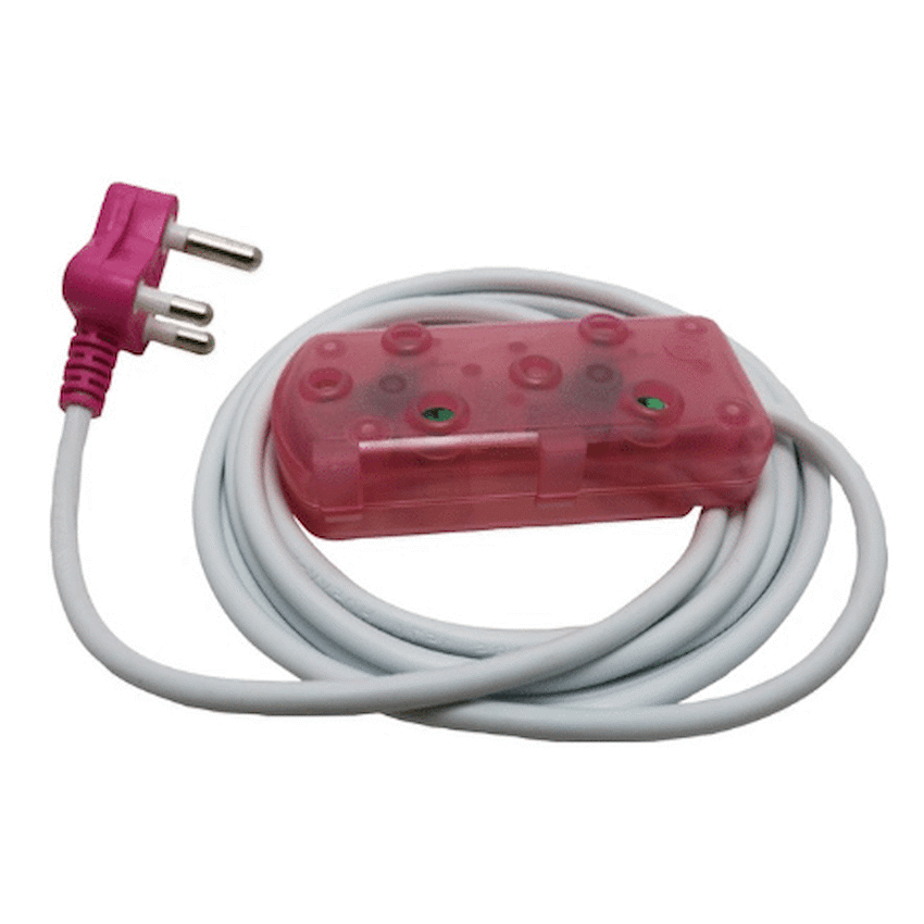 Ellies 2-Way Light-Duty Coloured Extension Lead - 5m - Image 2