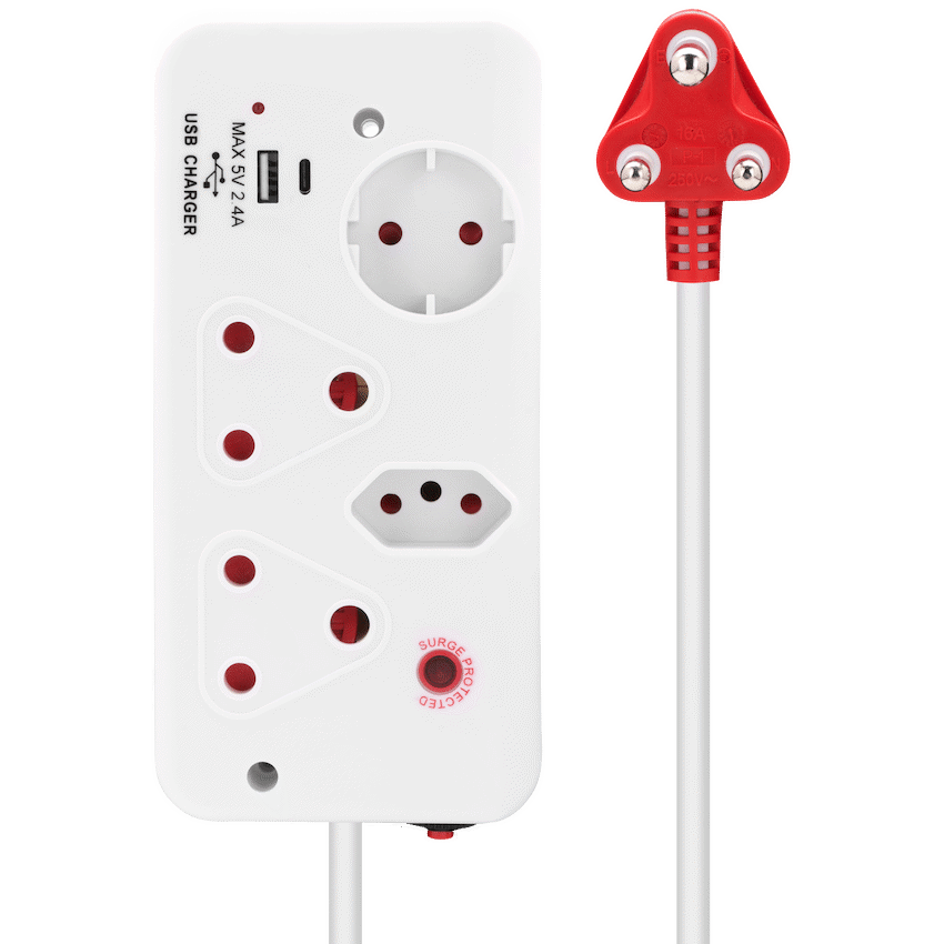 Ellies 4-Way Surge Multiplug with USB-A+USB-C 0.5m - WT - Image 2