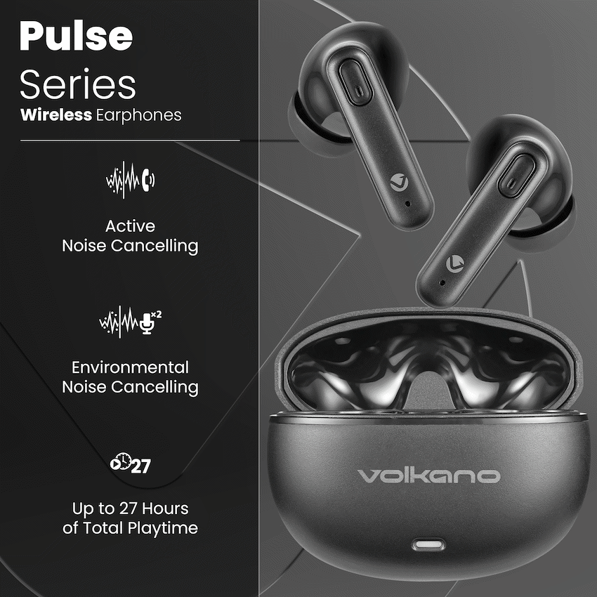 Volkano Pulse Series True Wireless Earphones with Charging Case - Black - Image 2